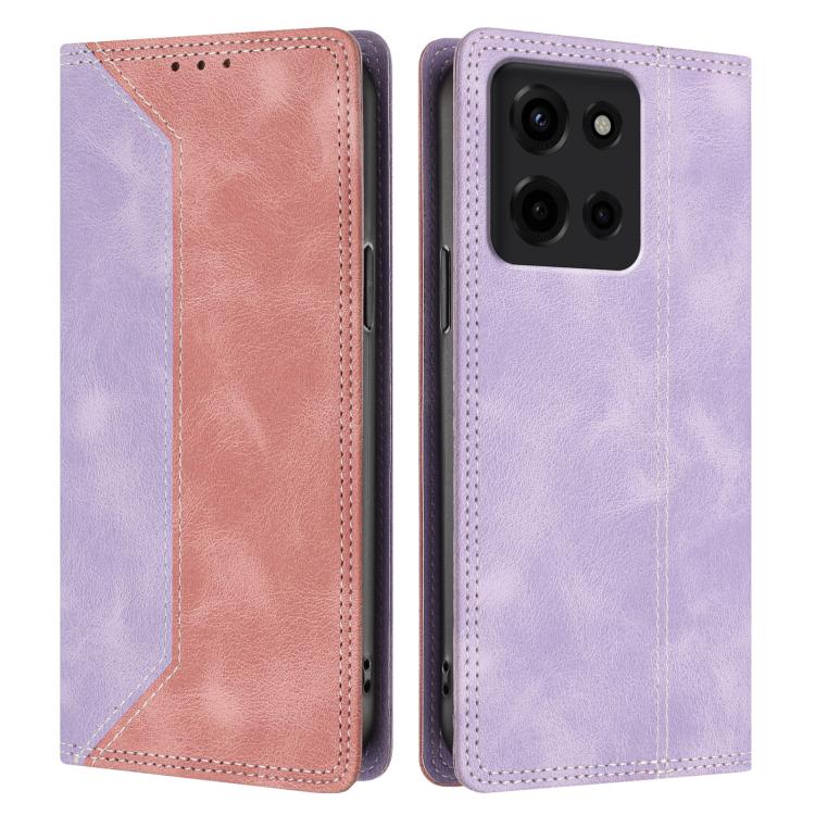 For Motorola Moto G 5G 2025 Skin Feel Two-tone RFID Blocking Vegan Leather Phone Case