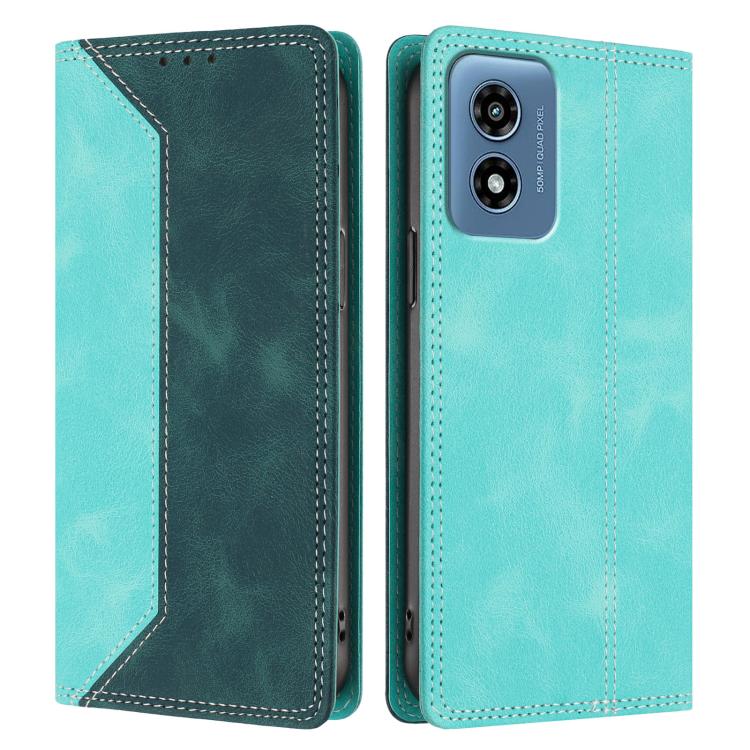 For Motorola Moto G Play 4G 2024 Skin Feel Two-tone RFID Blocking Vegan Leather Phone Case
