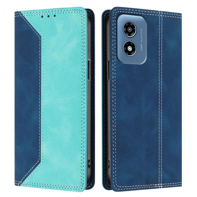 For Motorola Moto G Play 4G 2024 Skin Feel Two-tone RFID Blocking Vegan Leather Phone Case