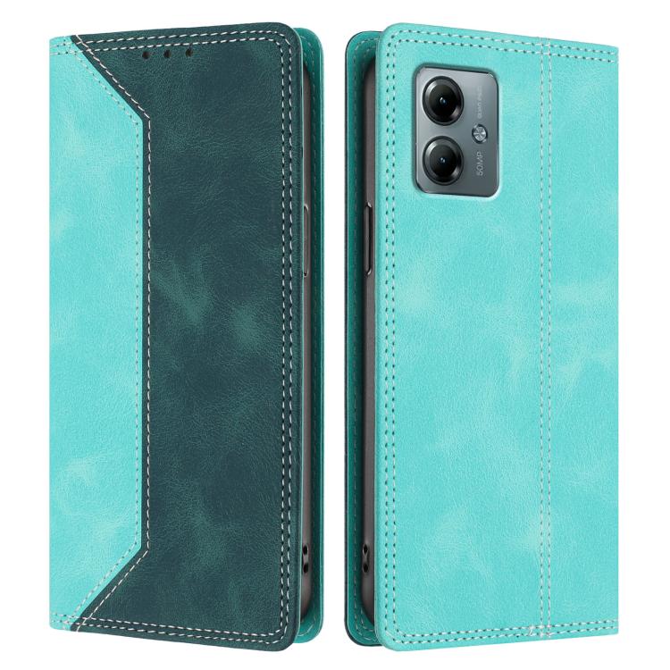 For Motorola Moto G Play / G Power 2025 Skin Feel Two-tone RFID Blocking Vegan Leather Phone Case