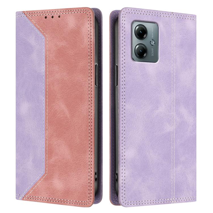 For Motorola Moto G Play / G Power 2025 Skin Feel Two-tone RFID Blocking Vegan Leather Phone Case