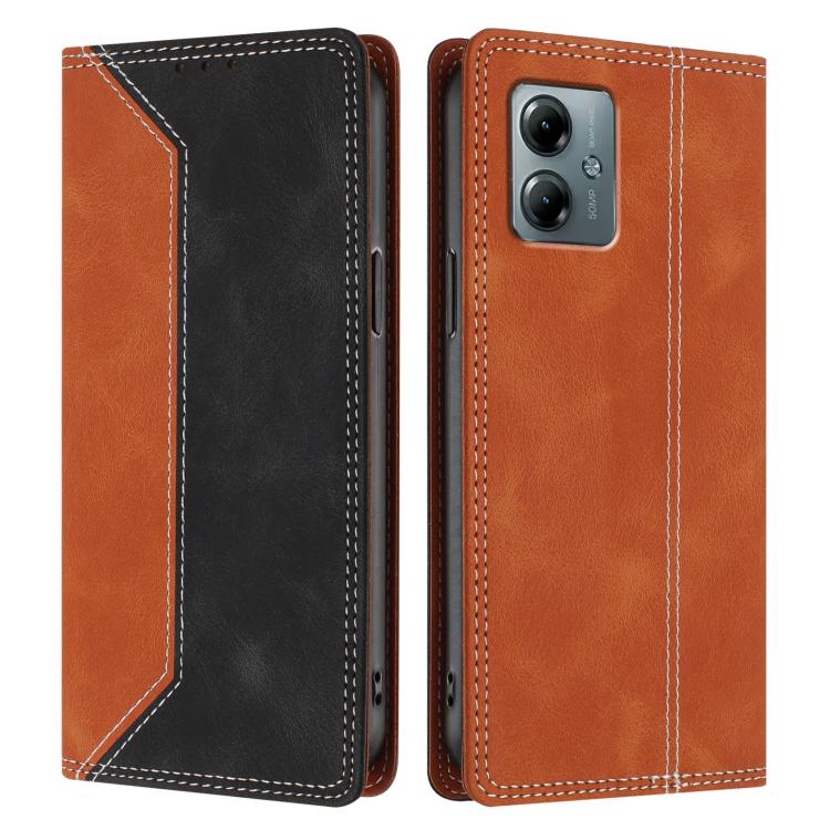 For Motorola Moto G Play / G Power 2025 Skin Feel Two-tone RFID Blocking Vegan Leather Phone Case