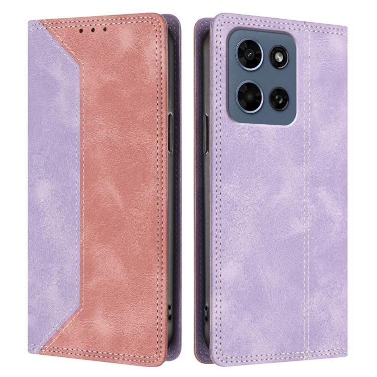 For Motorola Moto G Play 2026 Skin Feel Two-tone RFID Blocking Vegan Leather Phone Case