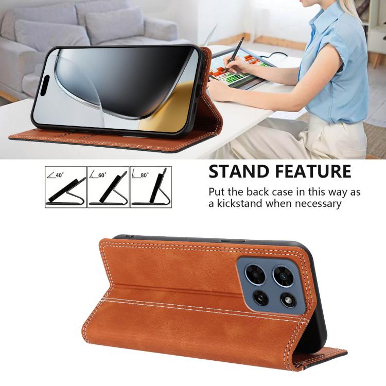 For Motorola Moto G Play 2026 Skin Feel Two-tone RFID Blocking Vegan Leather Phone Case