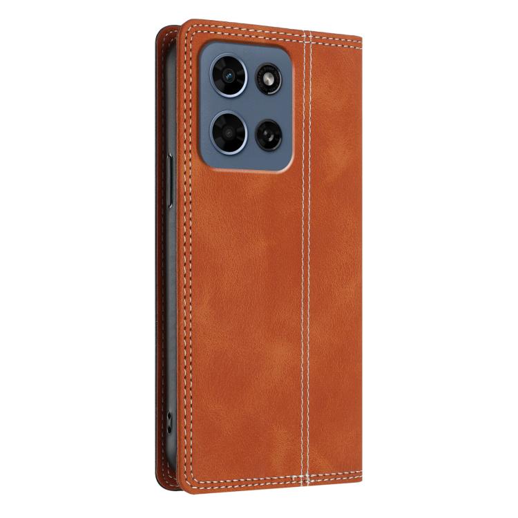 For Motorola Moto G Play 2026 Skin Feel Two-tone RFID Blocking Vegan Leather Phone Case