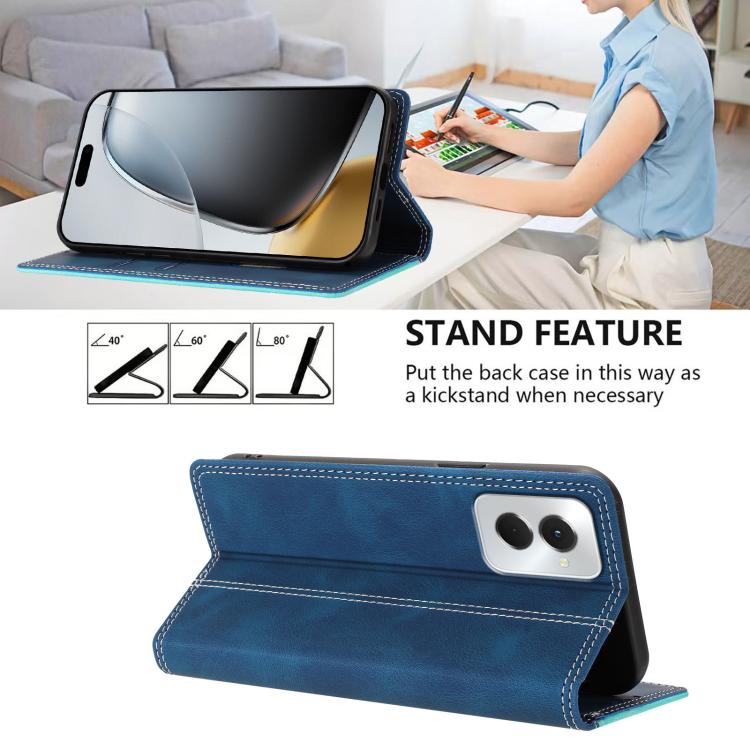 For Motorola Moto G Power 5G 2024 Skin Feel Two-tone RFID Blocking Vegan Leather Phone Case