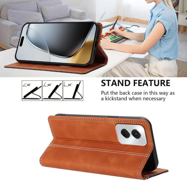 For Motorola Moto G Power 5G 2024 Skin Feel Two-tone RFID Blocking Vegan Leather Phone Case