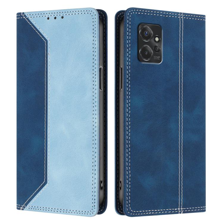For Motorola Moto G Power 5G 2023 Skin Feel Two-tone RFID Blocking Vegan Leather Phone Case