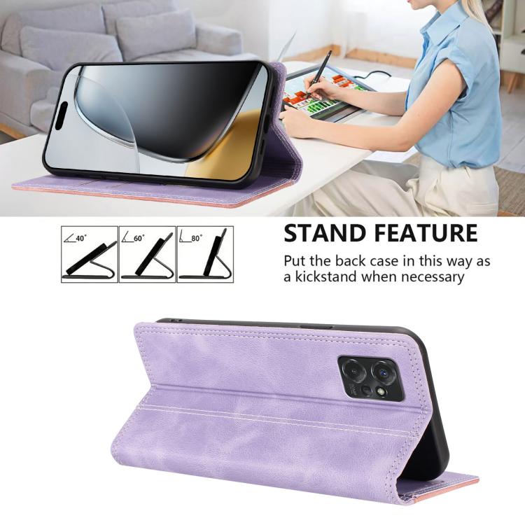For Motorola Moto G Power 5G 2023 Skin Feel Two-tone RFID Blocking Vegan Leather Phone Case