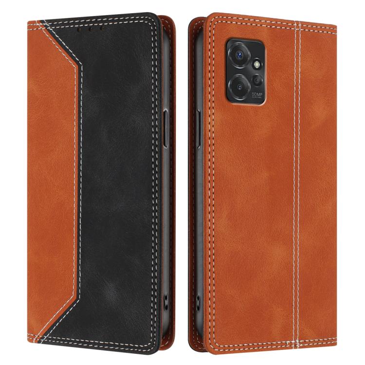 For Motorola Moto G Power 5G 2023 Skin Feel Two-tone RFID Blocking Vegan Leather Phone Case