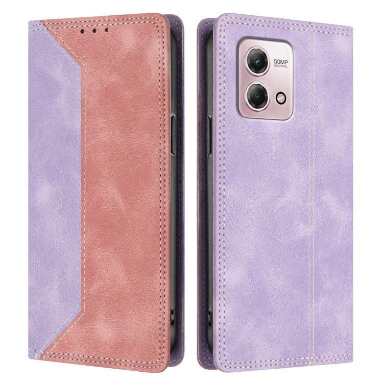 For Motorola Moto G Stylus 4G 2023 Skin Feel Two-tone RFID Blocking Vegan Leather Phone Case