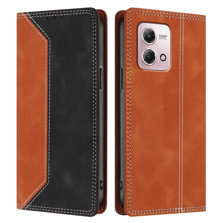 For Motorola Moto G Stylus 4G 2023 Skin Feel Two-tone RFID Blocking Vegan Leather Phone Case