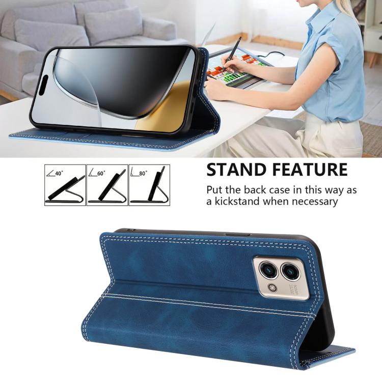 For Motorola Moto G Stylus 5G 2023 Skin Feel Two-tone RFID Blocking Vegan Leather Phone Case