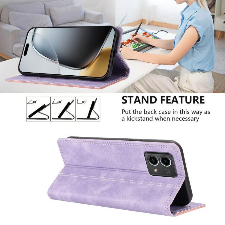 For Motorola Moto G Stylus 5G 2024 Skin Feel Two-tone RFID Blocking Vegan Leather Phone Case