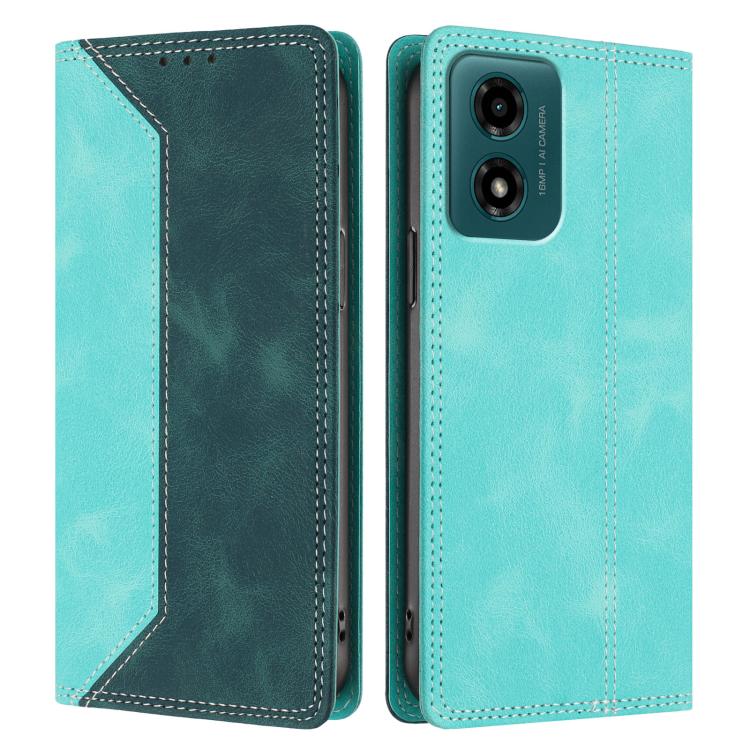 For Motorola Moto G04 / G24 / E14 / G04s 4G Skin Feel Two-tone RFID Blocking Vegan Leather Phone Case