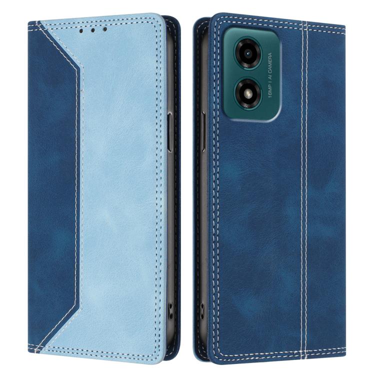 For Motorola Moto G04 / G24 / E14 / G04s 4G Skin Feel Two-tone RFID Blocking Vegan Leather Phone Case