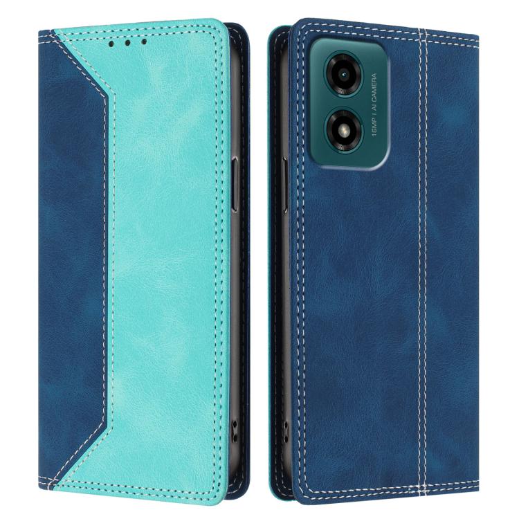 For Motorola Moto G04 / G24 / E14 / G04s 4G Skin Feel Two-tone RFID Blocking Vegan Leather Phone Case