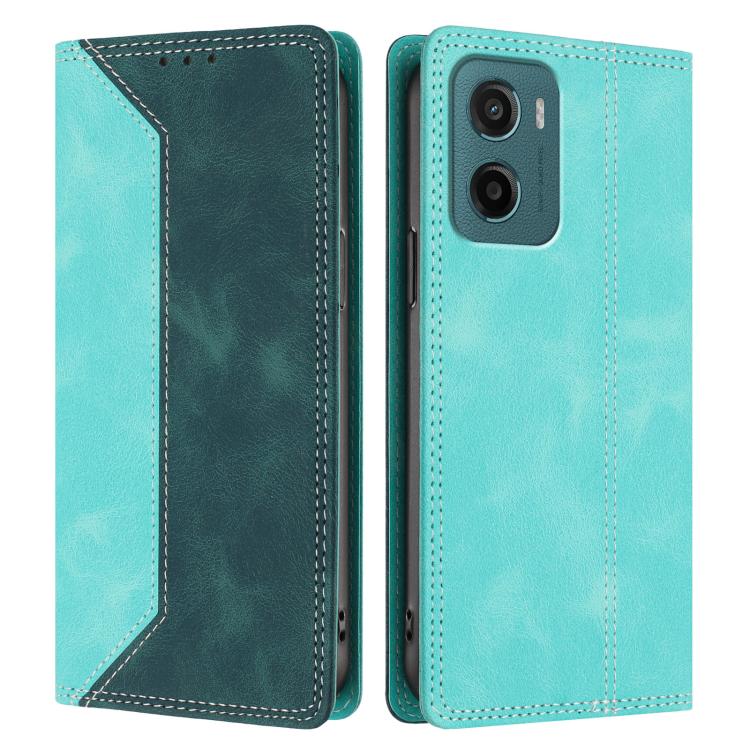 For Motorola Moto G05 Skin Feel Two-tone RFID Blocking Vegan Leather Phone Case