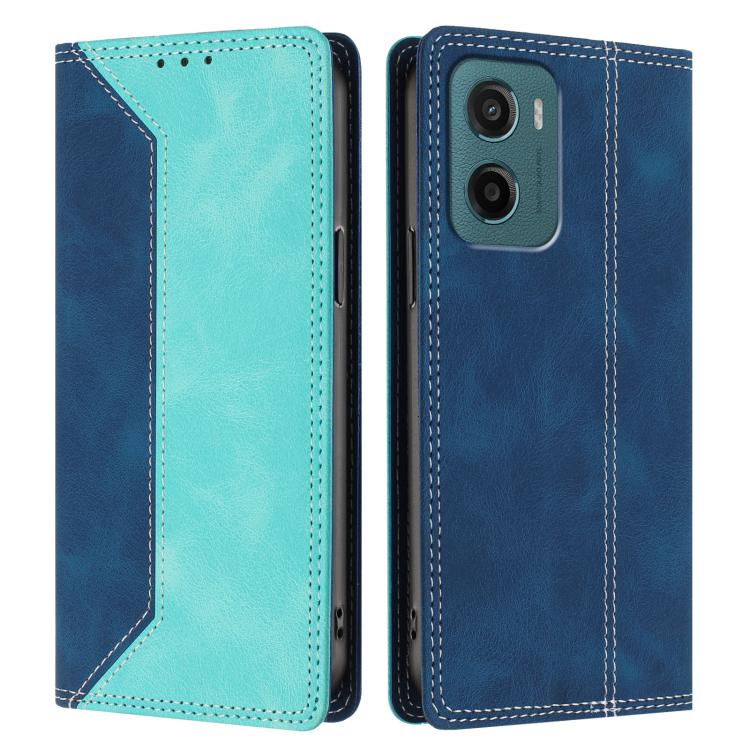 For Motorola Moto G05 Skin Feel Two-tone RFID Blocking Vegan Leather Phone Case