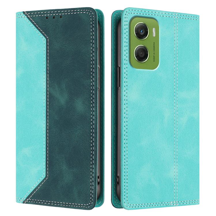 For Motorola Moto G06 4G Skin Feel Two-tone RFID Blocking Vegan Leather Phone Case