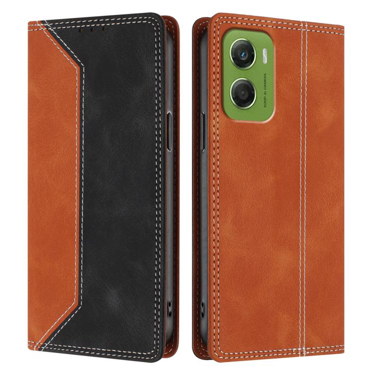 For Motorola Moto G06 4G Skin Feel Two-tone RFID Blocking Vegan Leather Phone Case