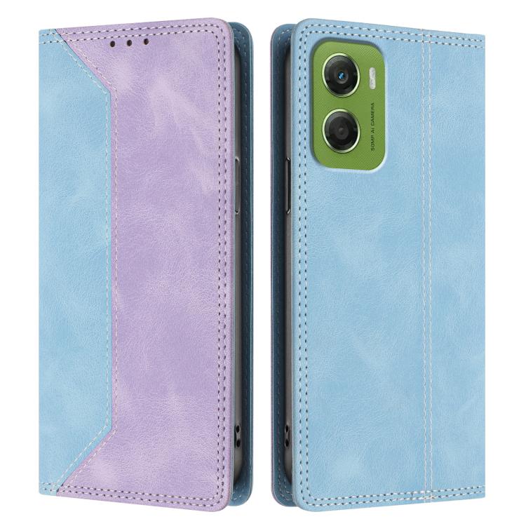 For Motorola Moto G06 4G Skin Feel Two-tone RFID Blocking Vegan Leather Phone Case