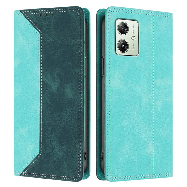 For Motorola Moto G14 / G54 Skin Feel Two-tone RFID Blocking Vegan Leather Phone Case