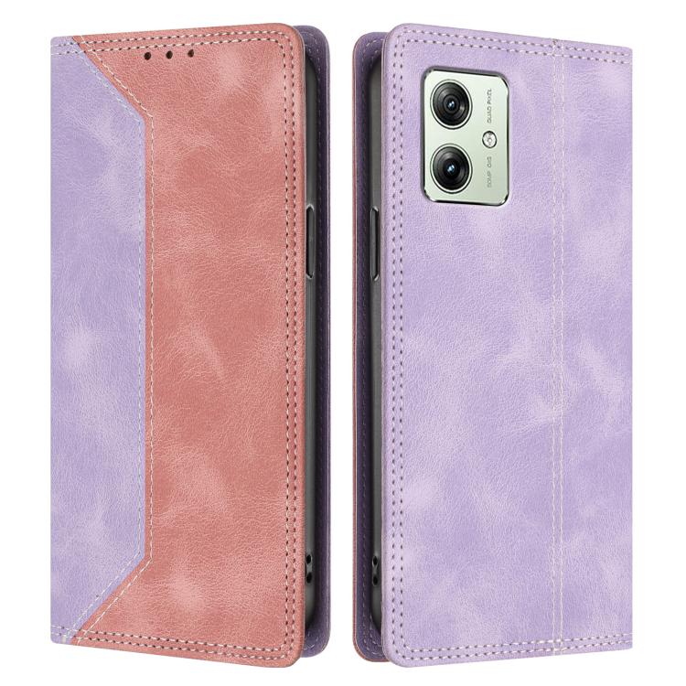 For Motorola Moto G14 / G54 Skin Feel Two-tone RFID Blocking Vegan Leather Phone Case