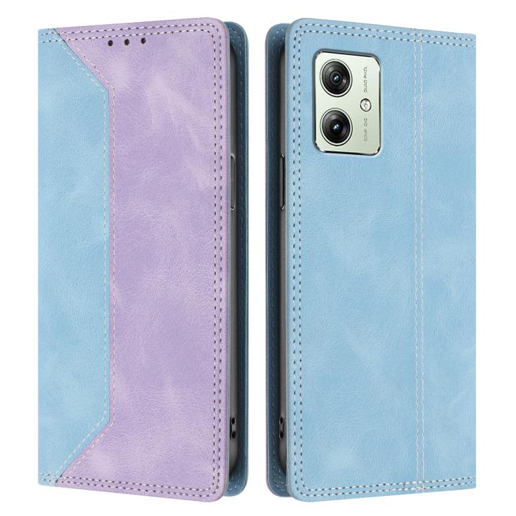 For Motorola Moto G14 / G54 Skin Feel Two-tone RFID Blocking Vegan Leather Phone Case