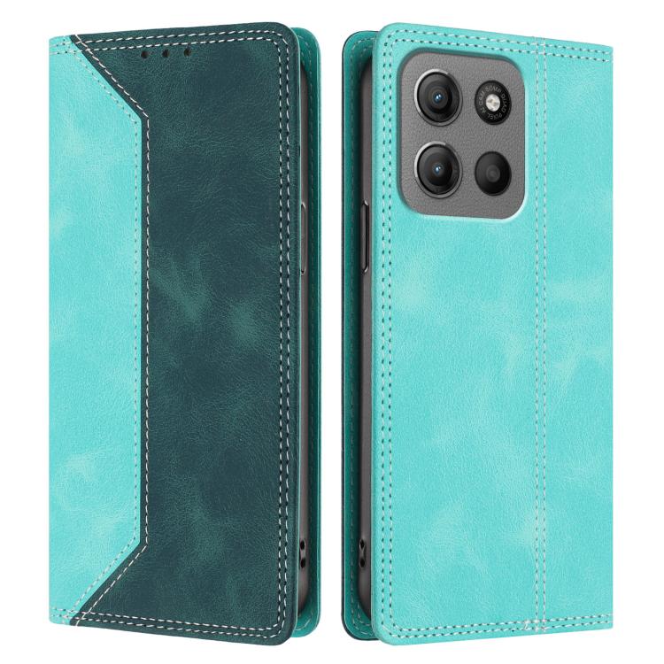 For Motorola Moto G15 / G15 Power / G17 Skin Feel Two-tone RFID Blocking Vegan Leather Phone Case