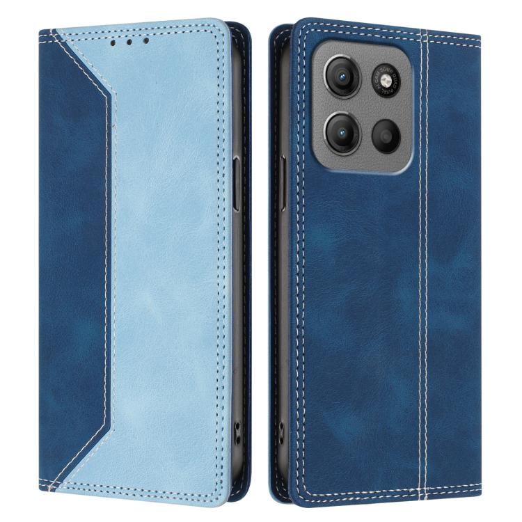 For Motorola Moto G15 / G15 Power / G17 Skin Feel Two-tone RFID Blocking Vegan Leather Phone Case
