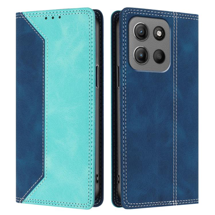 For Motorola Moto G15 / G15 Power / G17 Skin Feel Two-tone RFID Blocking Vegan Leather Phone Case