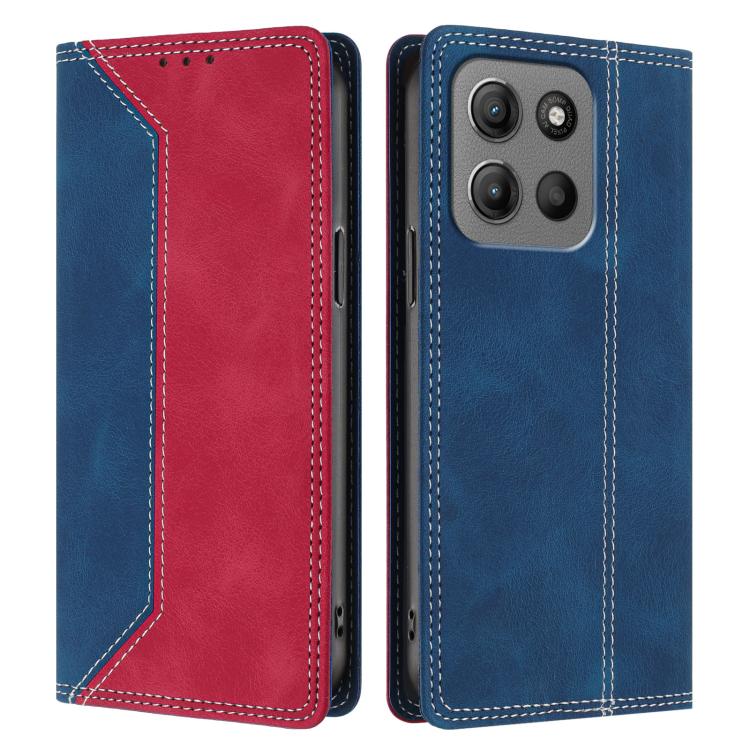 For Motorola Moto G15 / G15 Power / G17 Skin Feel Two-tone RFID Blocking Vegan Leather Phone Case