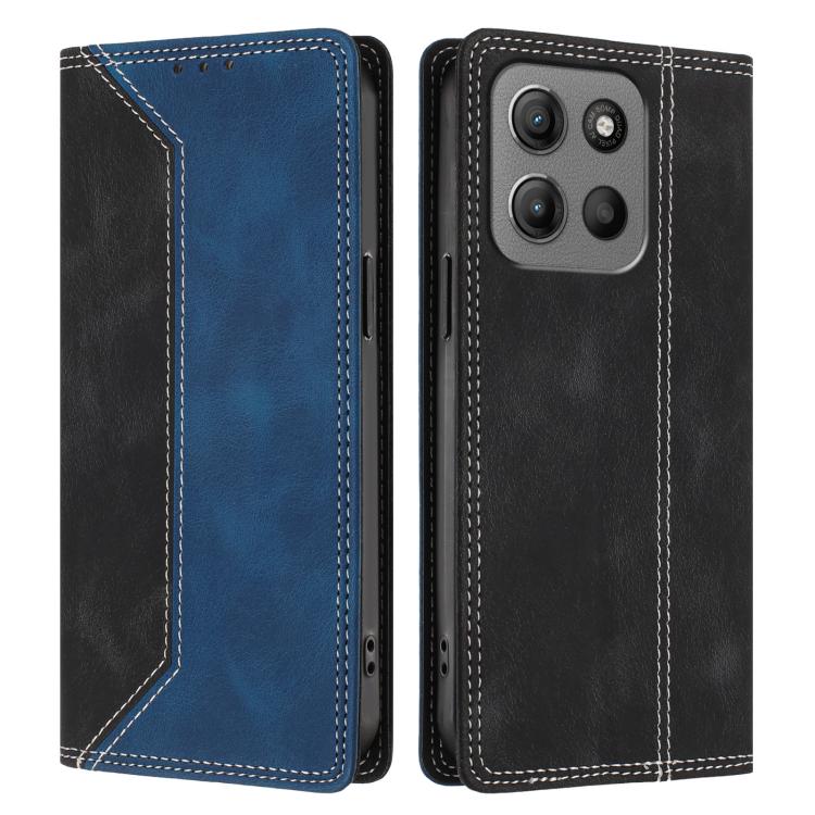 For Motorola Moto G15 / G15 Power / G17 Skin Feel Two-tone RFID Blocking Vegan Leather Phone Case