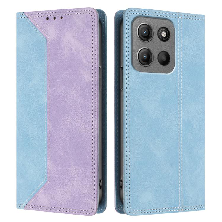 For Motorola Moto G15 / G15 Power / G17 Skin Feel Two-tone RFID Blocking Vegan Leather Phone Case