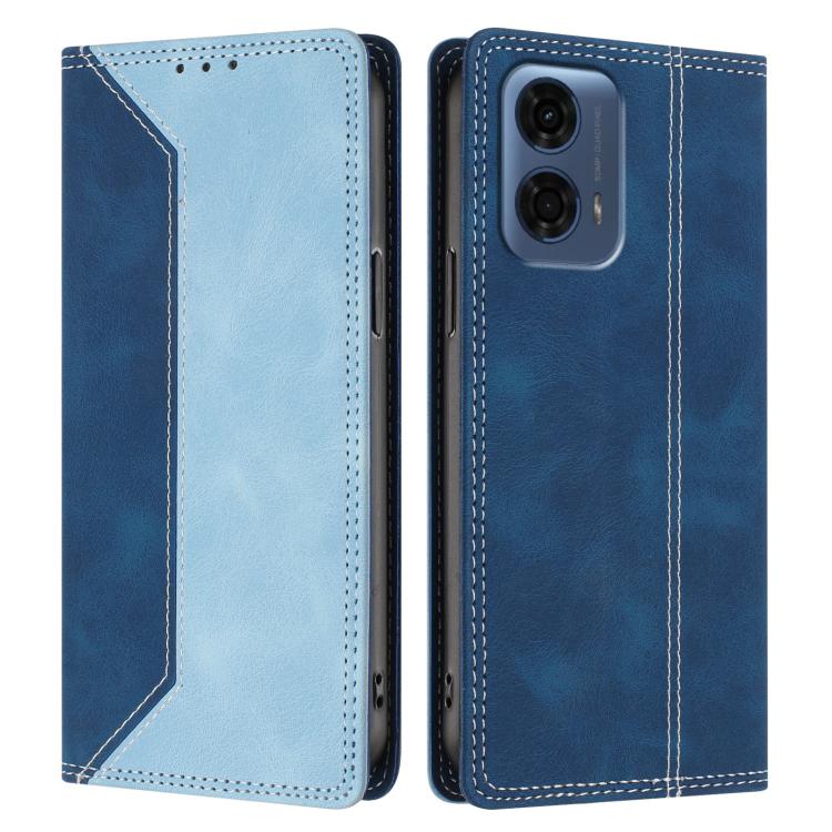 For Motorola Moto G24 Power Skin Feel Two-tone RFID Blocking Vegan Leather Phone Case