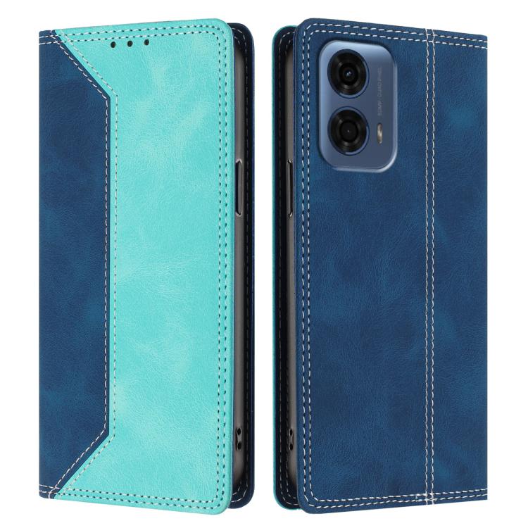 For Motorola Moto G24 Power Skin Feel Two-tone RFID Blocking Vegan Leather Phone Case