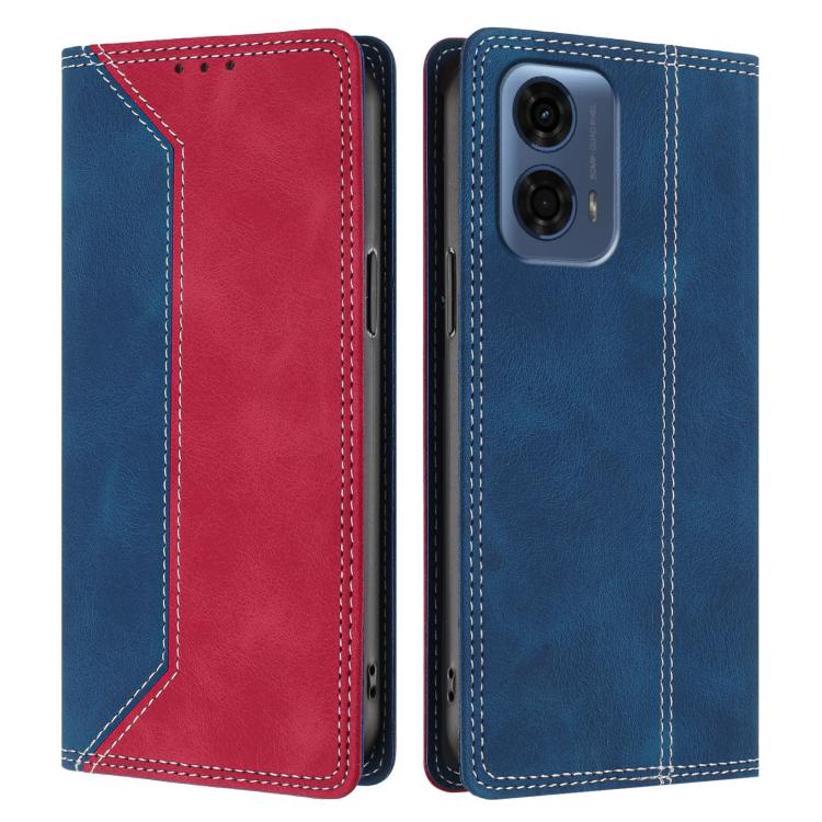 For Motorola Moto G24 Power Skin Feel Two-tone RFID Blocking Vegan Leather Phone Case