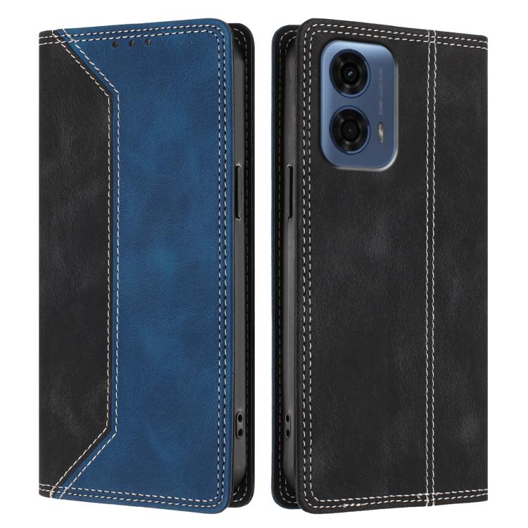 For Motorola Moto G24 Power Skin Feel Two-tone RFID Blocking Vegan Leather Phone Case