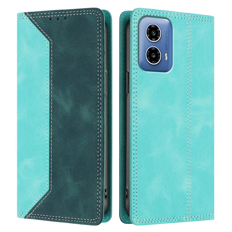 For Motorola Moto G34 / G45 Skin Feel Two-tone RFID Blocking Vegan Leather Phone Case