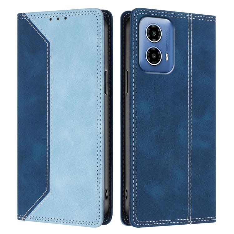 For Motorola Moto G34 / G45 Skin Feel Two-tone RFID Blocking Vegan Leather Phone Case
