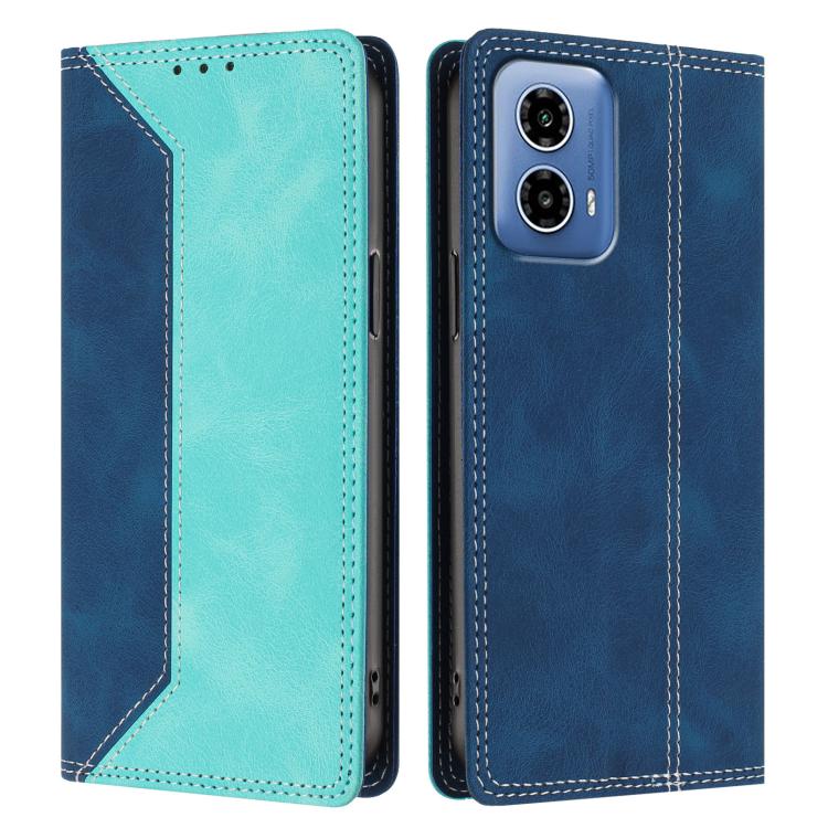 For Motorola Moto G34 / G45 Skin Feel Two-tone RFID Blocking Vegan Leather Phone Case