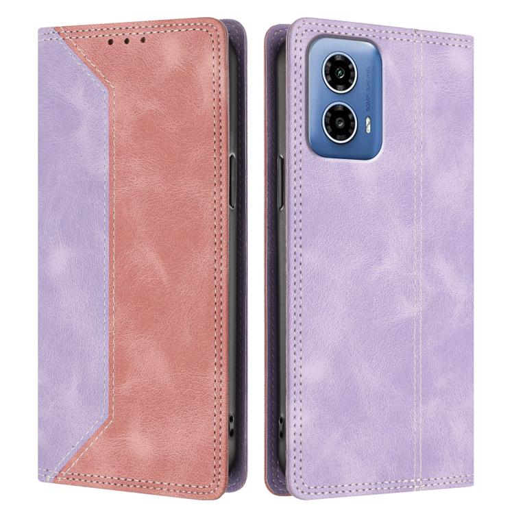 For Motorola Moto G34 / G45 Skin Feel Two-tone RFID Blocking Vegan Leather Phone Case