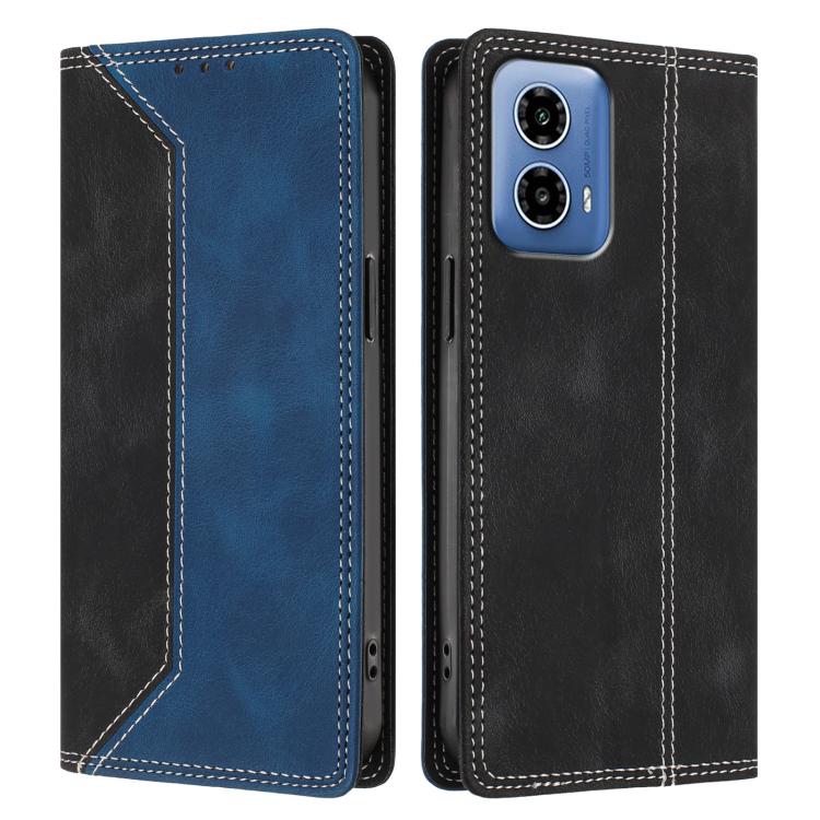For Motorola Moto G34 / G45 Skin Feel Two-tone RFID Blocking Vegan Leather Phone Case