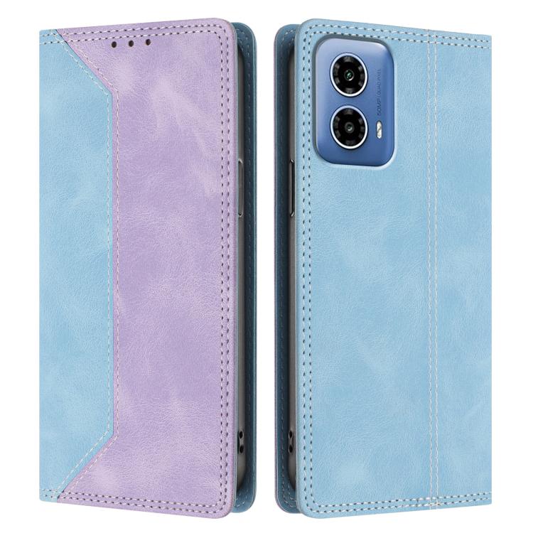 For Motorola Moto G34 / G45 Skin Feel Two-tone RFID Blocking Vegan Leather Phone Case