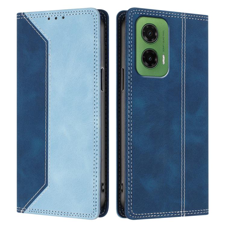 For Motorola Moto G35 Skin Feel Two-tone RFID Blocking Vegan Leather Phone Case