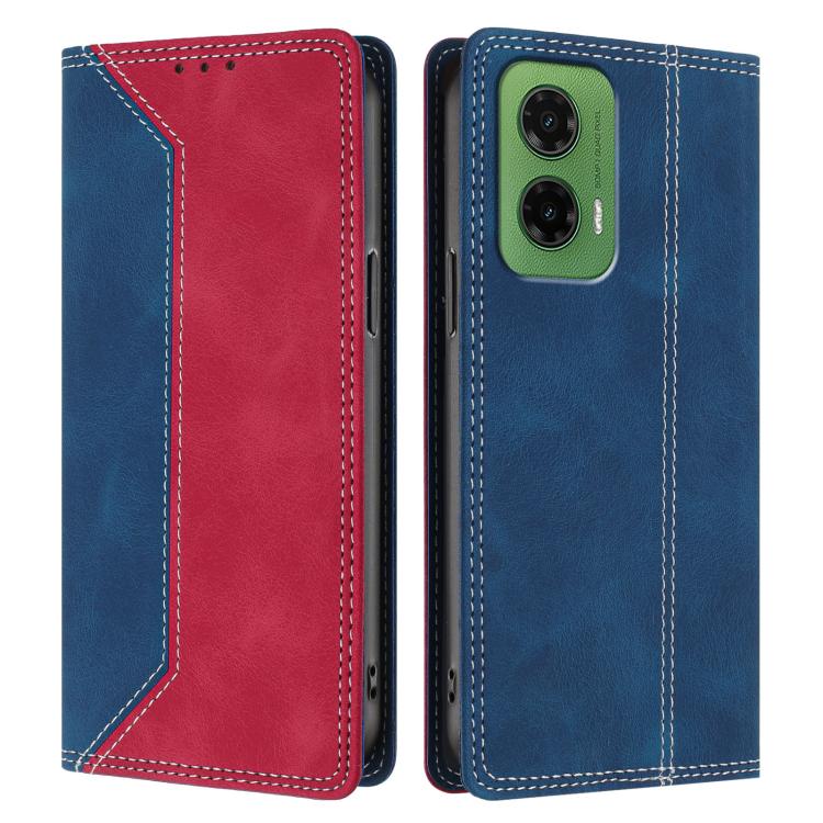 For Motorola Moto G35 Skin Feel Two-tone RFID Blocking Vegan Leather Phone Case