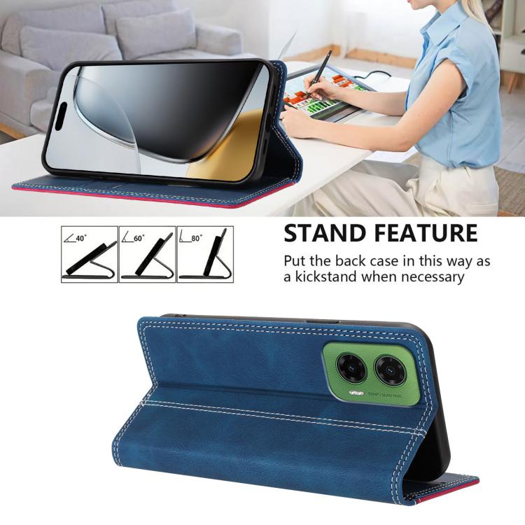 For Motorola Moto G35 Skin Feel Two-tone RFID Blocking Vegan Leather Phone Case