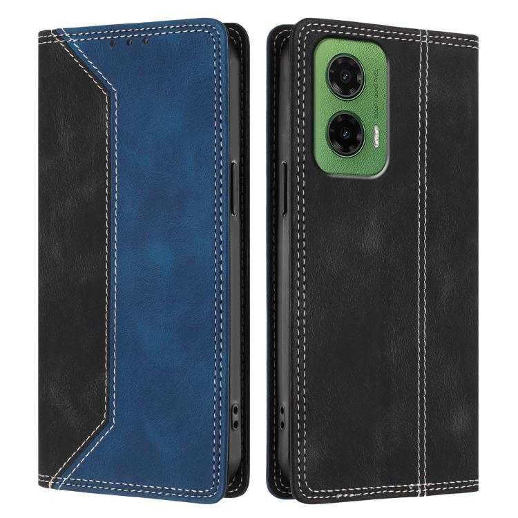 For Motorola Moto G35 Skin Feel Two-tone RFID Blocking Vegan Leather Phone Case