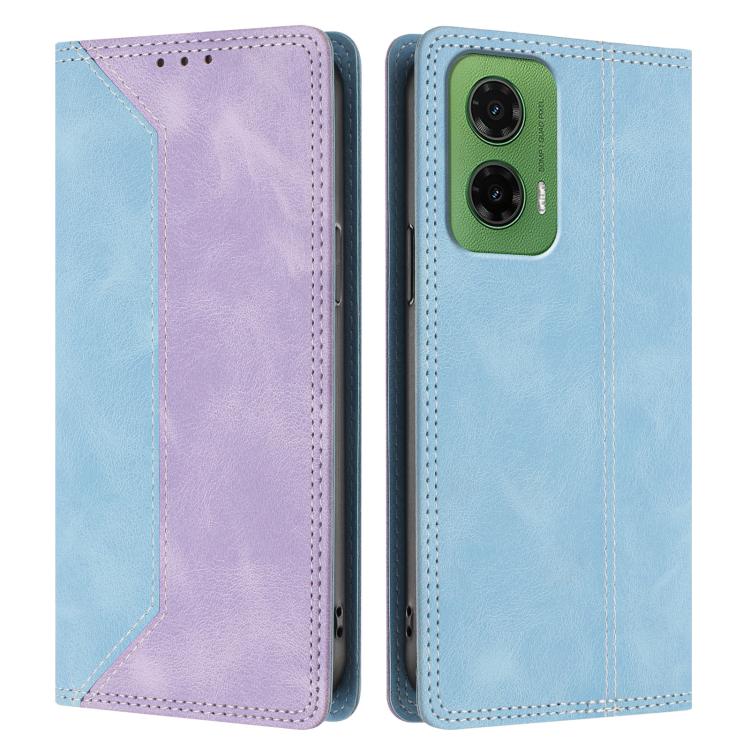 For Motorola Moto G35 Skin Feel Two-tone RFID Blocking Vegan Leather Phone Case